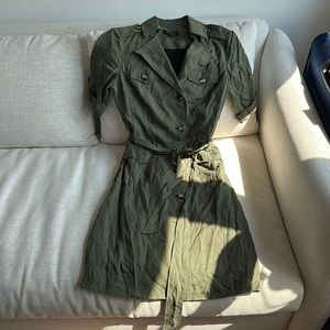 Tahari military green dress